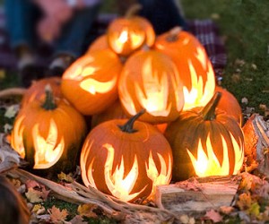 Flaming pumpkins for Halloween