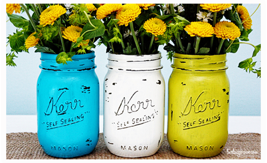 Vintage Inspired Painted Mason Jars