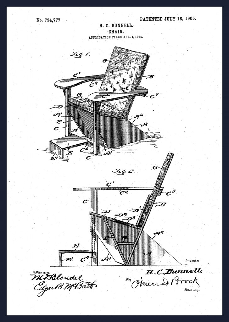 Harry C. Bunnell patents the "Westport" chair in July of 1905