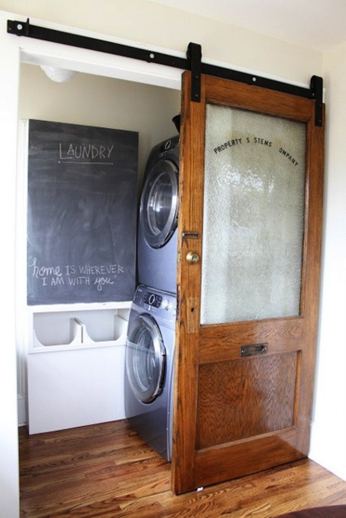 This windowed door is ideal for the laundry room. Thanks to homejelly.com for this unique look.