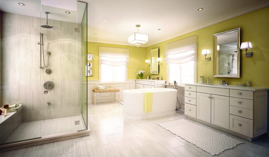 The separate soaker tub and enclosed glass shower add the allure of this master ensuite