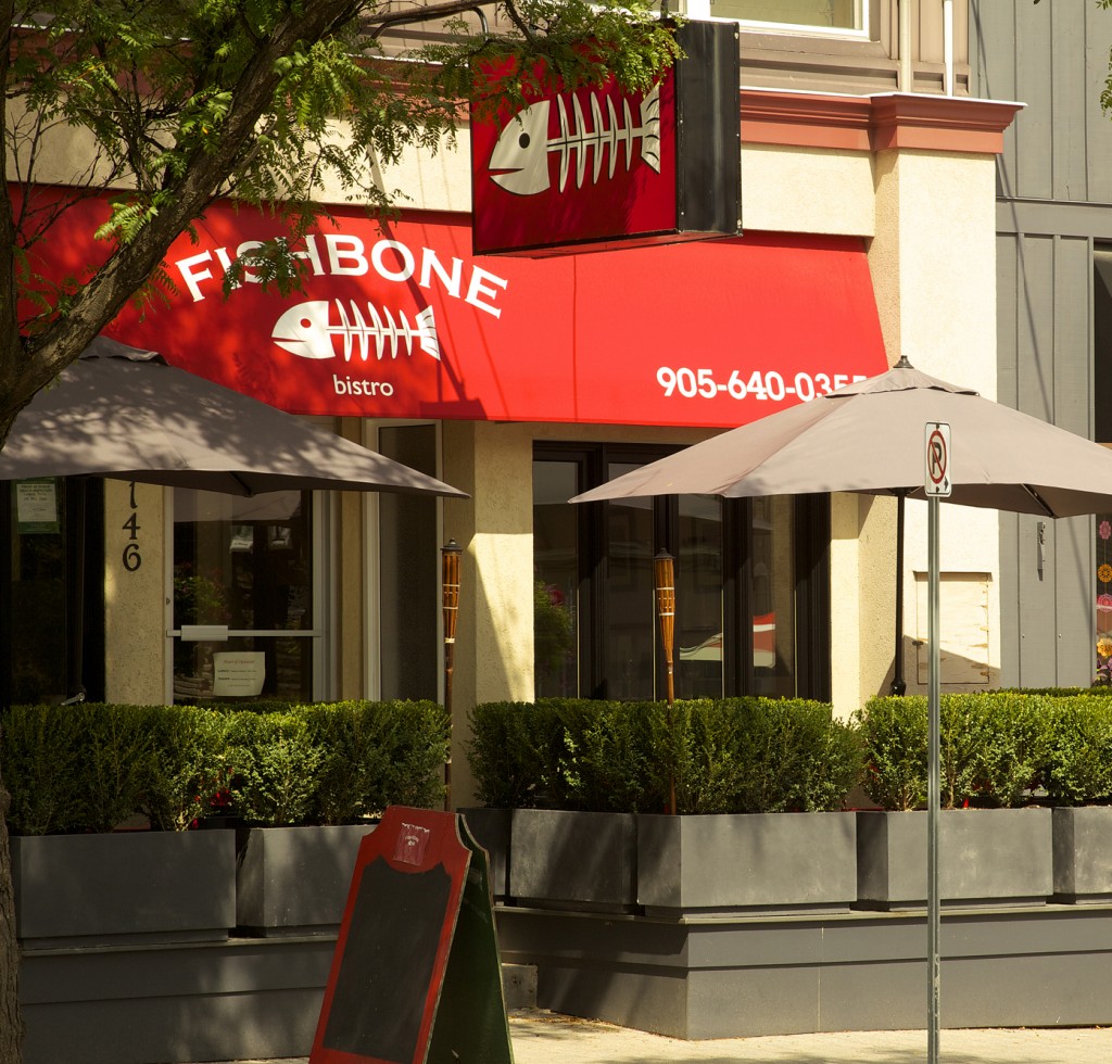 Fishbone Bistro is easy to find with their bright red awning