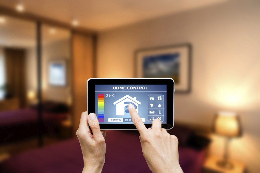 Remote home control system on a digital tablet.