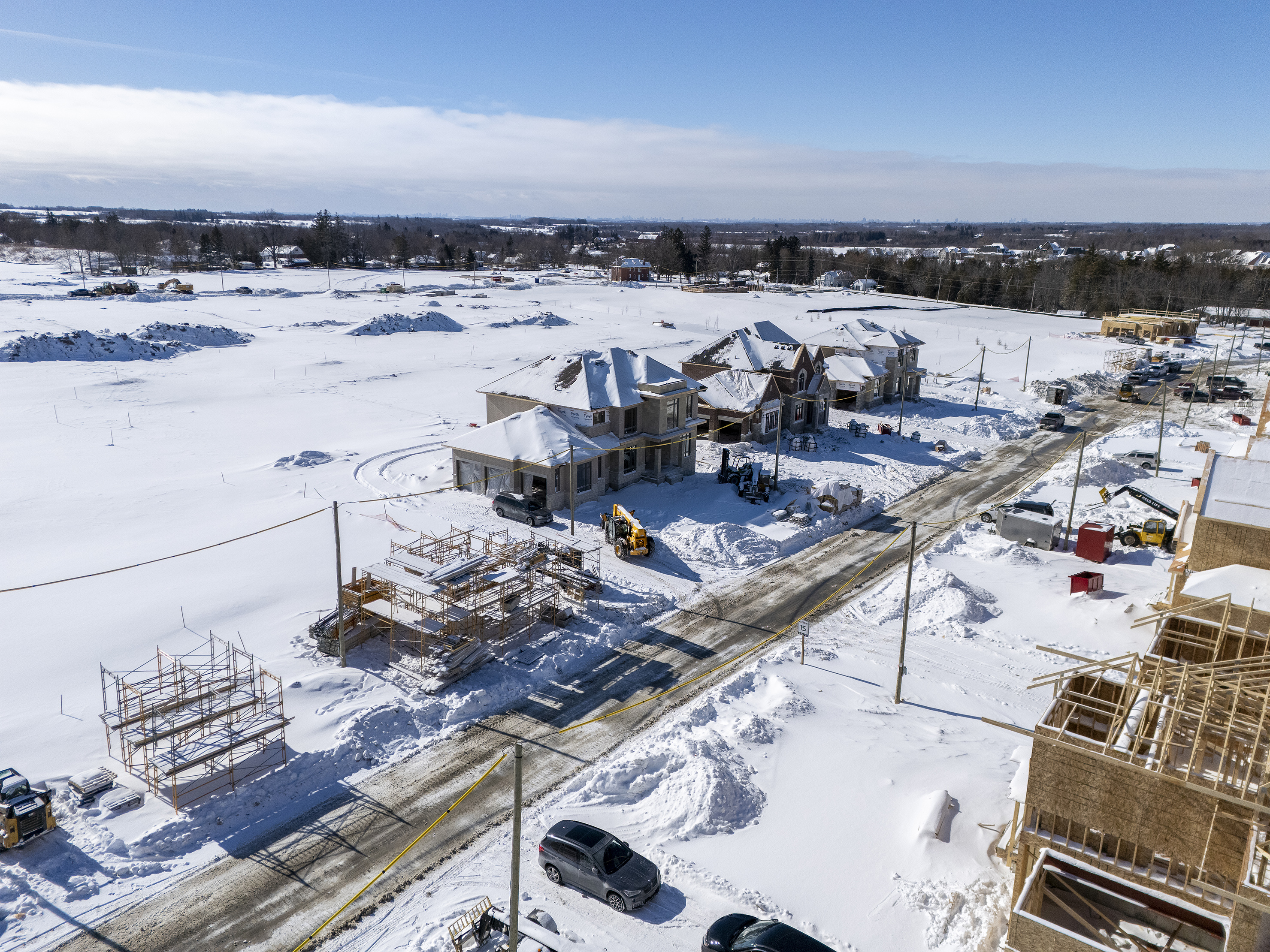 Various stages of construction